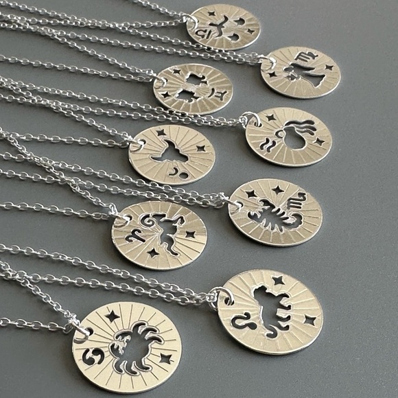 Sterling Silver Cancer Zodiac Sign Birth Necklace - Picture 10 of 10